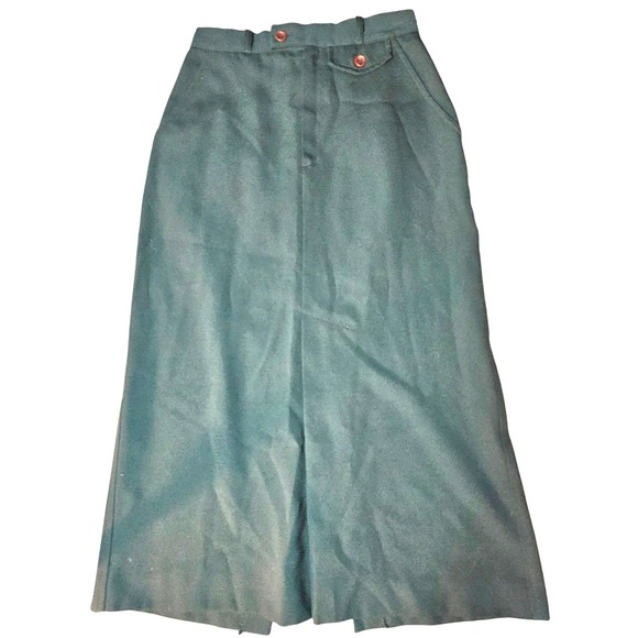 Dresses & Skirts - Vintage Emerald Christmas Green Wool Blend‎ A-Line Midi Skirt Size S 26